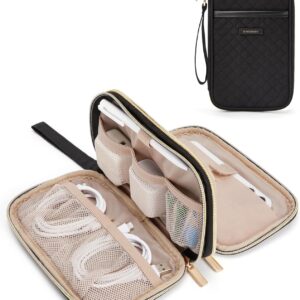 BAGSMART Electronic Cord Cable Organizer Travel Bag Case, Double Layers Tech Electronic Bag, Essentials for Charger, Cable, Phone, Flash drive, Black