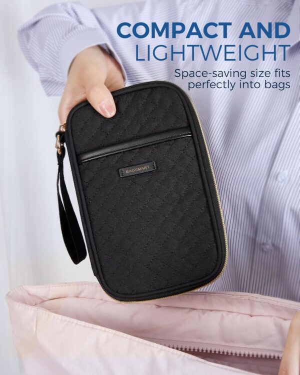 BAGSMART Electronic Cord Cable Organizer Travel Bag Case, Double Layers Tech Electronic Bag, Essentials for Charger, Cable, Phone, Flash drive, Black - Image 2