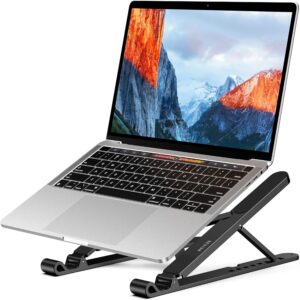 BESIGN LS01 Pro Ergonomic Laptop Stand, Plastic Laptop Riser, Portable and Adjustable Notebook Computer Holder Compatible with 10-15.6" Laptops (Black)