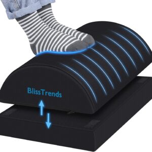 BlissTrends Foot Rest for Under Desk at Work-Versatile Foot Stool with Washable Cover-Comfortable Footrest with 2 Adjustable Heights for Car,Home and Office to Relieve Back,Lumbar,Knee Pain-Black