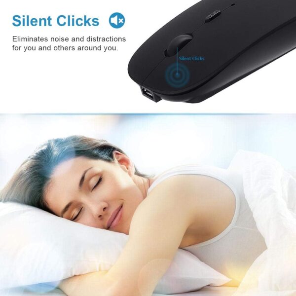 Bluetooth Mouse for Laptop/MacBook/iPad/Android PC,Rechargable Quiet Slim Wireless Mice Compatible with Windows/Linux/Tablet,Black - Image 2