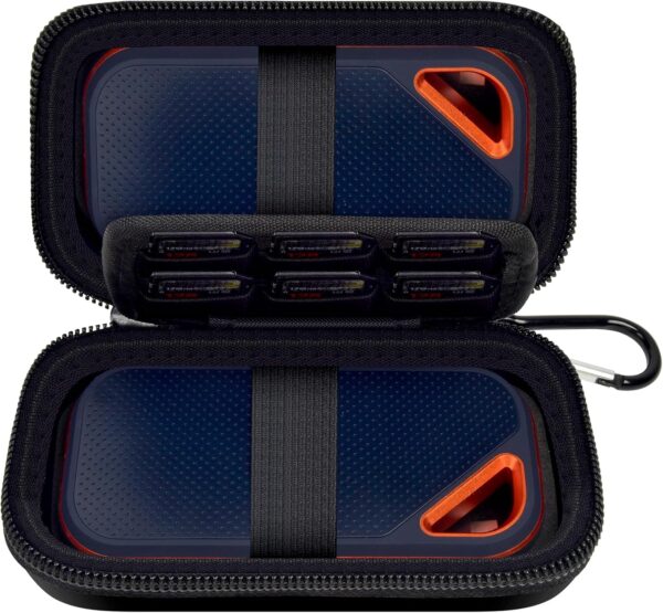 Case Compatible with SanDisk Extreme Pro/for SanDisk Portable SSD 1TB 2TB 4TB 500GB External Solid State Drive, Travel Storage Holder Bag for 2 SSD and Memory Card SD Card - Black (Box Only)