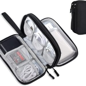 DDgro Electronics Travel Organizer, Tech Accessories Pouch Bag for Cables/Charger & Cords/Power Bank/Magic Mouse/Earphone (Small, Black)