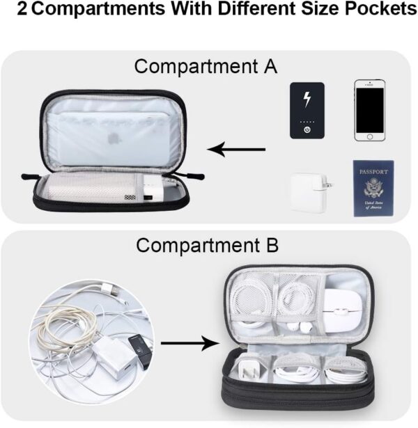 DDgro Electronics Travel Organizer, Tech Accessories Pouch Bag for Cables/Charger & Cords/Power Bank/Magic Mouse/Earphone (Small, Black) - Image 2