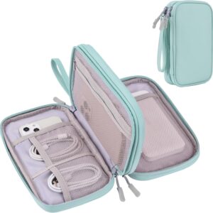 DDgro Tech Organizer Travel Carrying Case Cables Pouch Organize and Storage Accessories Electronics Cords Charger Earphones Power Bank (Mint Green, PU-M)