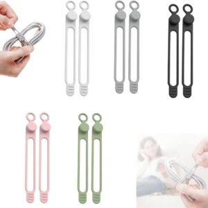 Data Cable Organizer, 2024 Upgrade Silicone Headphone Organizers, Silicone Cable Ties Reusable Cable Management Organizers Multipurpose Elastic Cord Organizer for Bundling and Fastening Cables (10Pcs)