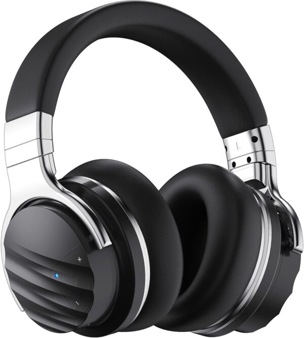 E7 MAX Wireless Active Noise Cancelling Headphones, Over Ear Bluetooth Headphones, 30H Playtime, Hi-Res Audio, Deep Bass - Built-in Microphone for Travel, Home, Office, Gym (Black)