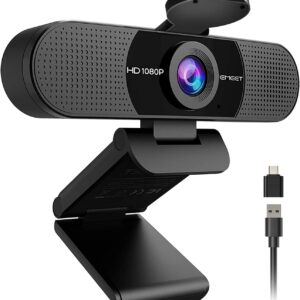 EMEET 1080P Webcam with Microphone, C960 Web Camera, 2 Mics, 90° FOV, USB Type-A & A-to-C Adapter, Plug&Play Computer Camera for Online Calling/Conferencing, Zoom/Teams/Facetime/YouTube, 2025 Version