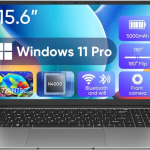 EYY 15.6 inch Windows 11 Pro Laptop,8GB RAM 256GB SSD,Intel Celeron N4000(up to 2.6GHz), 100% sRGB Screen丨FHD 1920 x 1080丨MS Office 2024丨WiFi丨BT4丨2xUSB丨5000mAh Battery