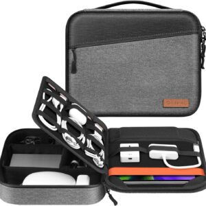 Electronic Organizer Bag, FINPAC Portable Accessories Storage for Cable/Cord/Charger/USB/SD Card, Portfolio Tablet Sleeve Carrying Case for iPad Pro 12.9''/11/10.2" iPad/10.5" iPad Air/9.7" iPad