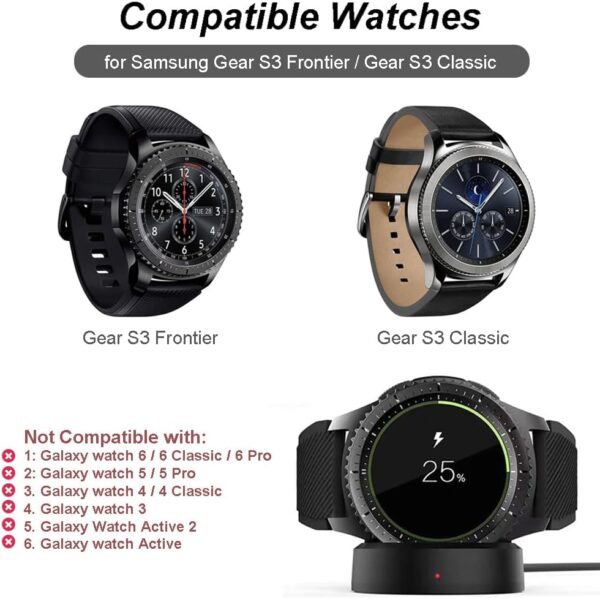 Emilydeals for Gear S3 Charger, Replacement Charging Cradle Dock for Samsung Gear S3 Classic/Frontier Smart Watch (Black) - Image 2