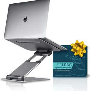 Ergonomic Laptop Stand for Desk, Adjustable Height Up to 20", Portable Computer Laptop Riser, Fits All MacBook, Laptops 10 15 17 Inches, Lap top Holder Desk Stand, Gift for Men Women