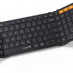 Foldable Bluetooth Keyboard, ProtoArc XK01 Folding Wireless Full-Size Travel Portable Keyboard with Numeric Keypad for Windows iOS Android Tablet PC Smartphone, Sync Up to 3 Devices, Black