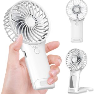 GEHEN Portable Pocket Fan, USB Rechargeable, Mini Fan with Mirror, 4 Gear Wind, Up to 15 Hours, Hand Fan with Powerful Cooling for Travel/Summer/Concerts/Lash, Gifts for Women(White)