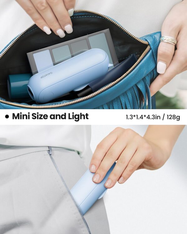Gaiatop Portable Handheld Fan, Mini Rechargeable Folding Fans with Power Bank USB Battery Operated, Small Pocket Design for Travel Lash Makeup, Summer Gifts for Women Girl Sky Blue - Image 2
