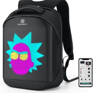 Gelrova LED Backpack with App Control City Serise, 17 Inch Cool DIY Pixel Art Animation Fashion Programming Laptop Backpack, Unique Gift for Men or Women