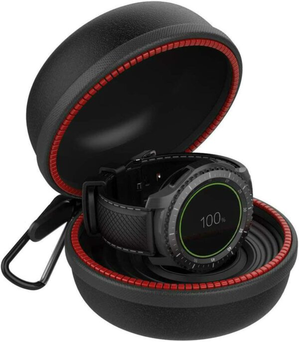 HALLEAST Gear S3 Charger Holder, Charging Stand Dock Cradle Case Accessaries, Portable Travel Carrying EVA Protective Docking Station for Gear S3 Frontier Classic Watch, Black