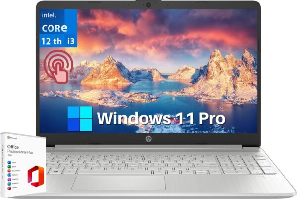 HP 2024 15.6" Touchscreen Laptop - with Microsoft Office Lifetime License, Intel i3-1215U, 16GB RAM, 1TB SSD, Long Battery Life, Micro-Edge, Bluetooth, Wi-Fi, Thin & Light, Windows 11 Pro