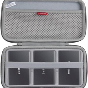 Hermitshell Hard Travel Case for Samsung T7 / T7 Touch Portable SSD 1TB 2TB 500GB USB 3.2 External Solid State Drive (Case for 3 Hard Drives, Gray)