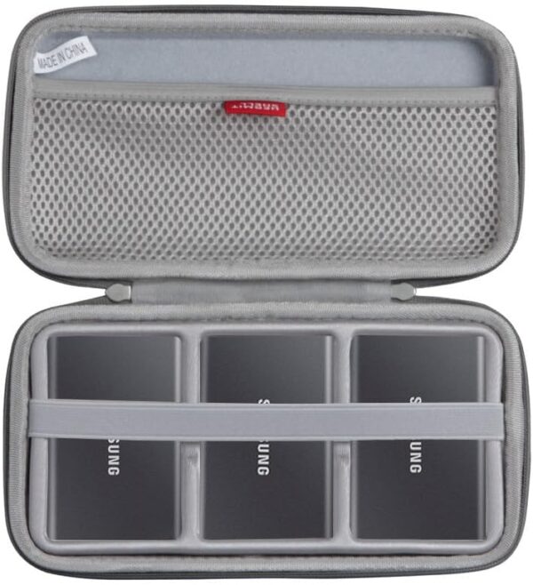 Hermitshell Hard Travel Case for Samsung T7 / T7 Touch Portable SSD 1TB 2TB 500GB USB 3.2 External Solid State Drive (Case for 3 Hard Drives, Gray)
