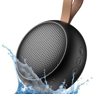 IPX7 Waterproof Shower Portable Bluetooth Speaker, Small Speaker Wireless Bluetooth with Loud Sound, Support TF Care/Built-in Mic- for Carabiner, Beach, Camping, Hiking, Pool, Great Gift(Black)