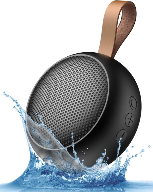 IPX7 Waterproof Shower Portable Bluetooth Speaker, Small Speaker Wireless Bluetooth with Loud Sound, Support TF Care/Built-in Mic- for Carabiner, Beach, Camping, Hiking, Pool, Great Gift(Black)