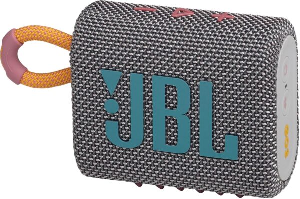 JBL Go 3 - Portable Mini Bluetooth Speaker, big audio and punchy bass, IP67 waterproof and dustproof, 5 hours of playtime, speaker for home, outdoor and travel (Grey)