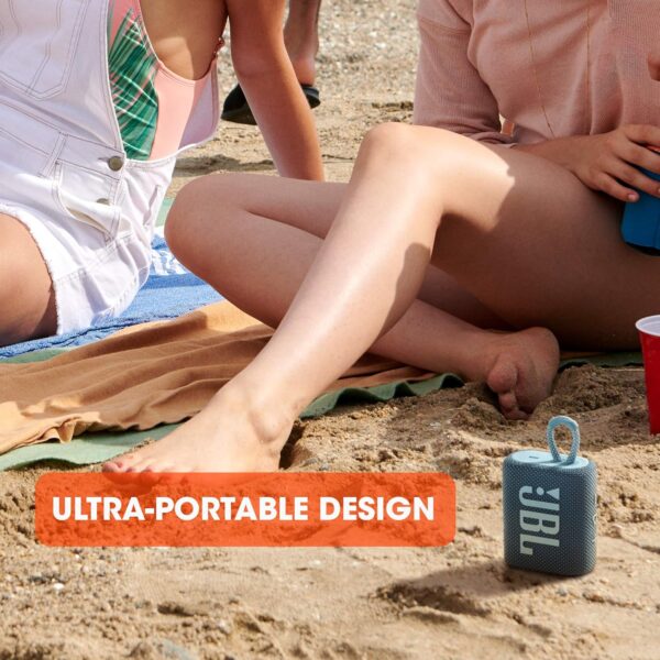 JBL Go 3 - Portable Mini Bluetooth Speaker, big audio and punchy bass, IP67 waterproof and dustproof, 5 hours of playtime, speaker for home, outdoor and travel (Grey) - Image 2
