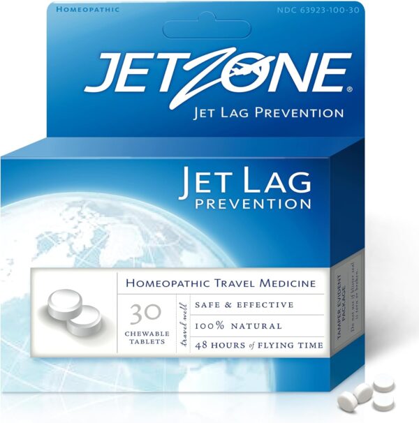 Jet Lag Remedy - Homeopathic Travel Aid – Trusted for Over 15 Years - Immune Health – Circadian Rhythm - Fatigue – Exhaustion – Tired - Can't Sleep – Good for 48hrs Flying Time - 30 Chewables