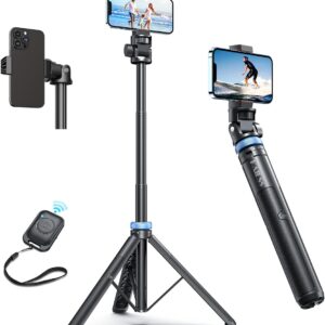 Kaiess 62" Phone Tripod & Selfie Stick, Extendable Cell Phone Tripod Stand with Wireless Remote, Solidest, Portable, Lightweight, Compatible with iPhone/Android Phone