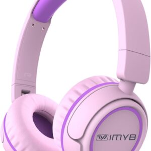 Kids Headphones, V1 Wired Stereo Foldable Tangle-Free 3.5mm Adjustable On-Ear Headphones for Kids for School/Toddlers/Childrens/Teens/Boys/Girls/Ipad/Tablet/Kindle/Phones/Travel/Plane (Pink)