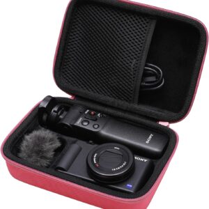 L LTGEM Camera Case Compatible with Sony ZV-1F / ZV-1 / ZV-1 II Vlog Digital Camera, Tripod, Microphone and Vlogger Accessory Kit, Magenta+Black