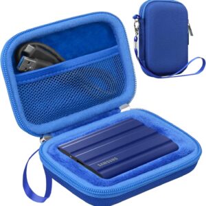 Lacdo Hard Carrying Case for Samsung T7 Shield/Samsung T7 / Touch Portable Solid State Drives 500GB 1TB 2TB 4TB USB 3.2 External SSD Hard EVA Shockproof Storage Travel Bag, Blue