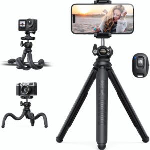 Lamicall Tripod for iPhone - 3 in 1 Flexible Phone Tripod with Wireless Remote - iPhone Tripod Stand for Video Recording Vlogging Selfie Compatible with iPhone Samsung Go Pro, Digital Camera