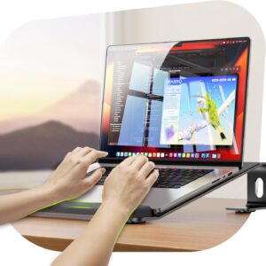 Laptop Stand for Desk, Laptop Stand with Wrist Support, Ergonomic Detachable Laptop Riser, Mount, Holder Notebook Computer Stand for MacBook Air Pro, HP, Dell, XPS, HP (10-17") Laptops - Black