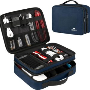 MATEIN Electronics Organizer Travel Case, Water Resistant Portable Travel Cord Organizer for Earphone, Power Bank, and Flash Drive, Universal Carry Case for Cables, Tech Gifts for Men, Navy Blue