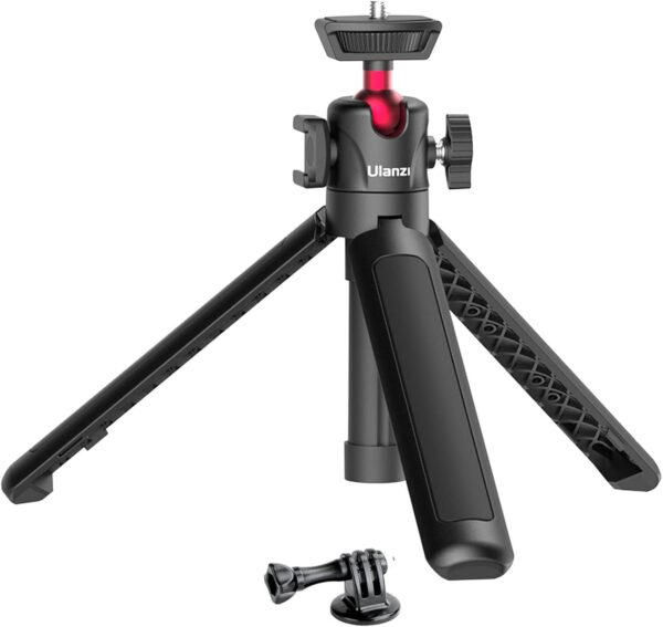 MT-16 Extendable Mini Camera Tripod, 4 Levels Adjustment 360° Ball Head Cold Shoe Lightweight Portable Vlog Travel Selfie Stick Handle Grip Desktop Webcam Tripod for DSLR Action Camera