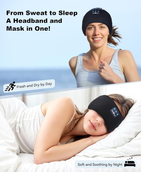MUSICOZY Sleep Headphones Bluetooth 5.4 Headband, Sports Wireless Earphones Sweat Resistant Earbuds Sleeping Headphone with Ultra-Thin HD Stereo Speaker for Workout Running Cool Gadgets Unique Gifts - Image 2