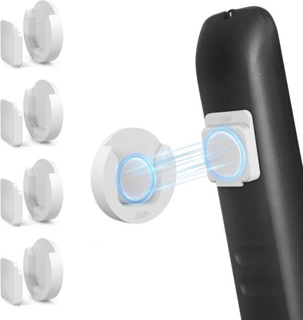 Magnetic Remote Control Holder Wall Mount, 4 Pack Upgrade Remote Control Organizers Storage Self-Adhesive TV Remote Control Caddy for Back of TV White