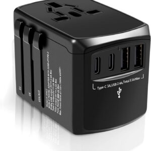 Mapambo Universal Travel Adapter, European Travel Plug Adapter Worldwide International Plug Adapter with 2 USB A 2 USB C Ports, Electrical Universal Power Adapter for Europe UK EU US AUS Type A C G I
