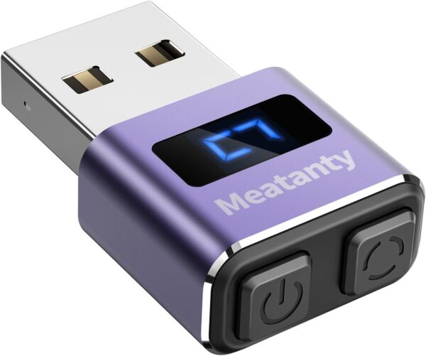 Meatanty Metal Tiny Mouse Jiggler, USB Mouse Mover Undetectable, Automatic Wiggler with Screen, 3 Modes Mouse Moving Device, Giggler Shaker Juggler Keep Computer Laptop Awake Office Remote Work-Purple