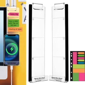 Monitor Memo Boards for Computer, Set of 2 (Left & Right) Multifunction Acrylic Screen Message Reminder Pad Side Panels Phone Holder - Utility Organizer for Office Desktop, Gift of 1 Pack Sticky Notes