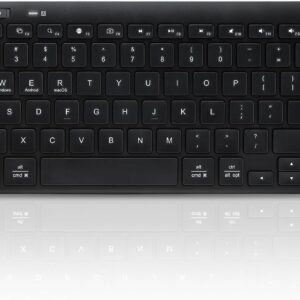 Multi-Device Wireless Bluetooth Keyboard Compact Slim Wireless Keyboards Compatible with Windows, Mac, Android, iPad, Easy-Switch up to 3 Devices, Dual-Mode (2 x Bluetooth + USB 2.4G) (Black)