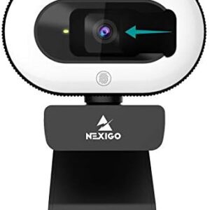 NexiGo StreamCam N930E with Software, 1080P Webcam with Ring Light and Privacy Cover, Auto-Focus, Plug and Play, Web Camera for Online Learning, Zoom Meeting Skype Teams, PC Mac Laptop Desktop