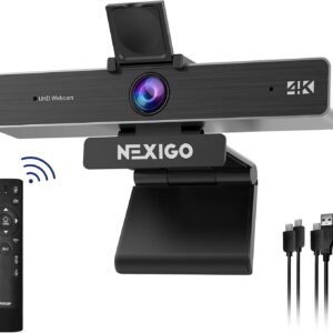 NexiGo Zoom Certified, N950P (Gen 2) 4K Zoomable Webcam, RF Remote, Sony_Starvis Sensor, 5X Digital Zoom, Pro Web Camera with Dual Stereo Mics, for Zoom Skype Teams Twitch