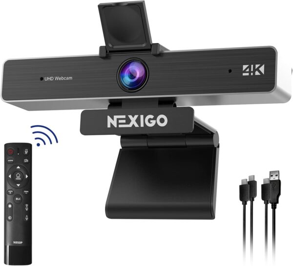 NexiGo Zoom Certified, N950P (Gen 2) 4K Zoomable Webcam, RF Remote, Sony_Starvis Sensor, 5X Digital Zoom, Pro Web Camera with Dual Stereo Mics, for Zoom Skype Teams Twitch