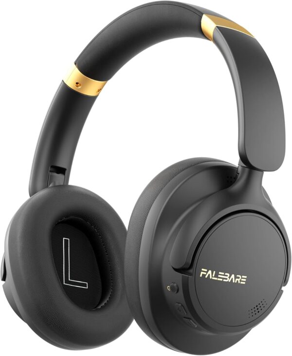 Noise Cancelling Headphones, Bluetooth Headphone Over The Ear Headset Wireless Bluetooth with Mic, 80H Playtime, Deep Bass, Comfort Fit, Portable Lightweight Headphones for Travel, Home