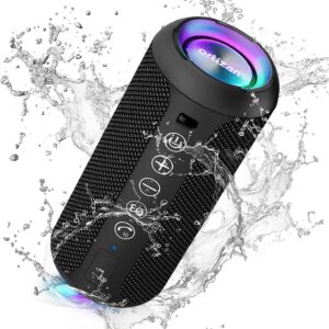 Ortizan Portable Bluetooth Speaker: IPX7 Waterproof, 24W Loud Sound, Deep Bass, Bluetooth 5.3, LED Lights, Wireless Stereo Pairing, 30H Playtime, for Home/Outdoor/Party/Beach, Birthday Gift (Black)