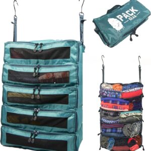 Pack Gear Hanging Suitcase Organizer - Our XL Hanging Luggage Organizer Perfectly Fits Any Suitcase - Our Packing Cubes for Travel Use Mesh Windows to Make Finding Any Outfit Easy (Green, XL)