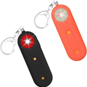 Personal Safety Alarm Keychain for Women, 130DB Loud Self Defense Key Chain with LED Strobe Light, Protection Safe Siren Devices for Elderly Emergency Travel College (Black + Orange)